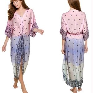 Boho Blue and Yellow Kimono